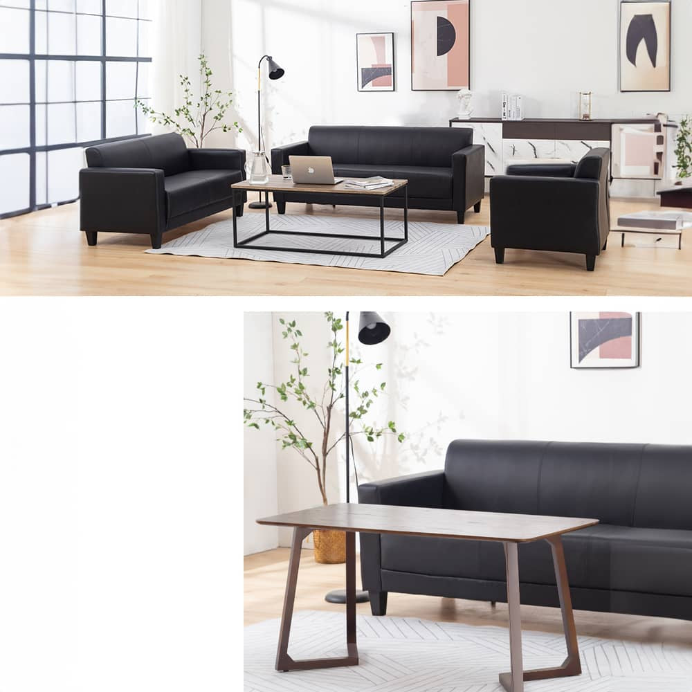 Luxurious PU Leather Sofa - Versatile Colors: Black, Light Brown, Off White, Wine Red, and Orange qm-4