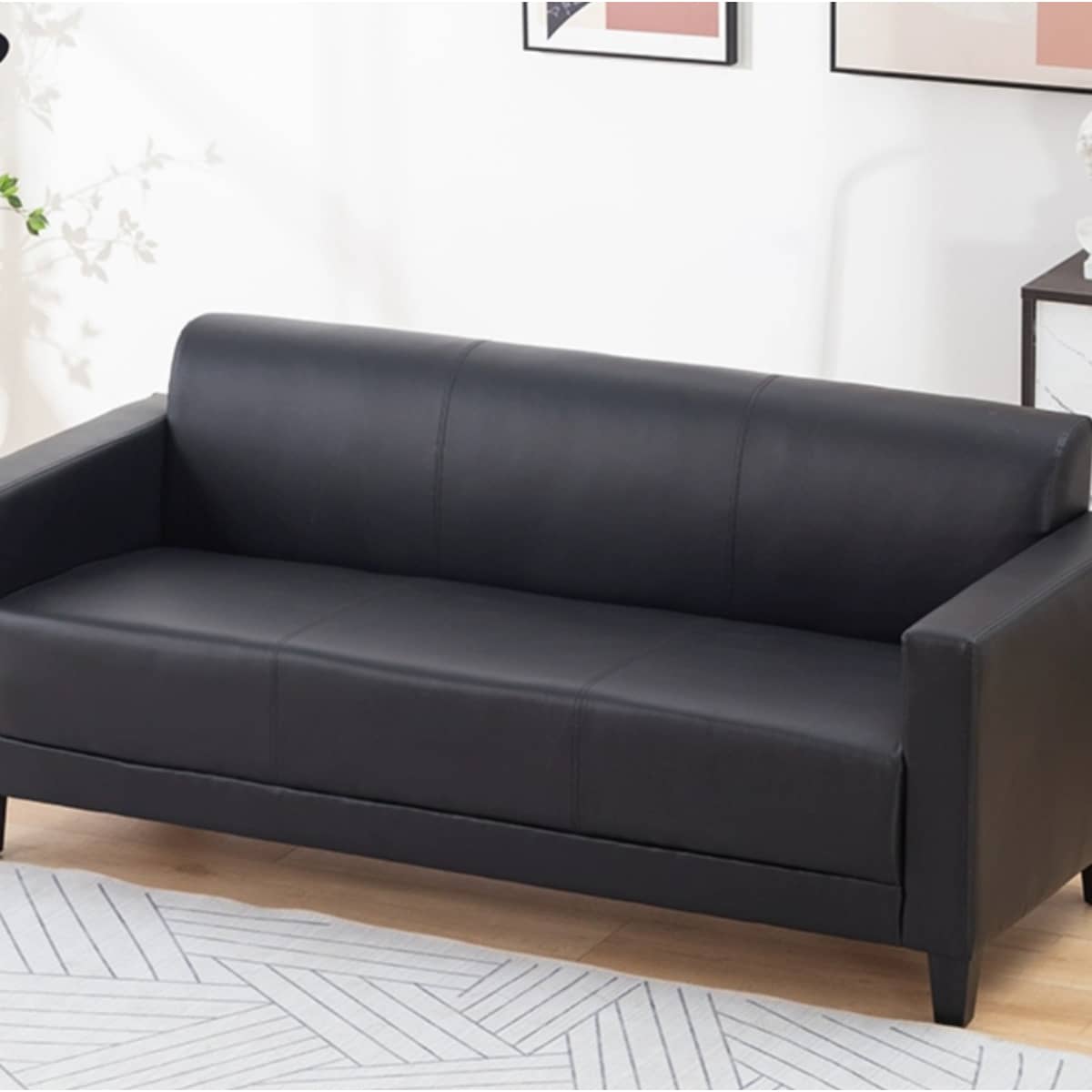 Luxurious PU Leather Sofa - Versatile Colors: Black, Light Brown, Off White, Wine Red, and Orange qm-4