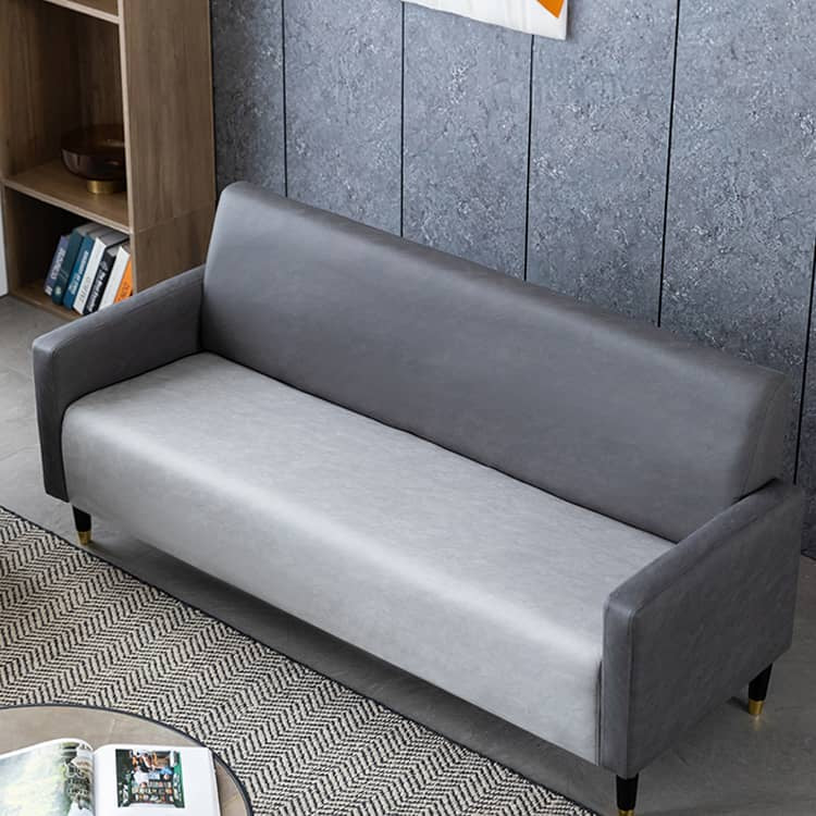 Stylish Dark Blue and Light Gray Sofa with Green Wood Accents - Techno Fabric and Cotton Blend for Ultimate Comfort qm-6