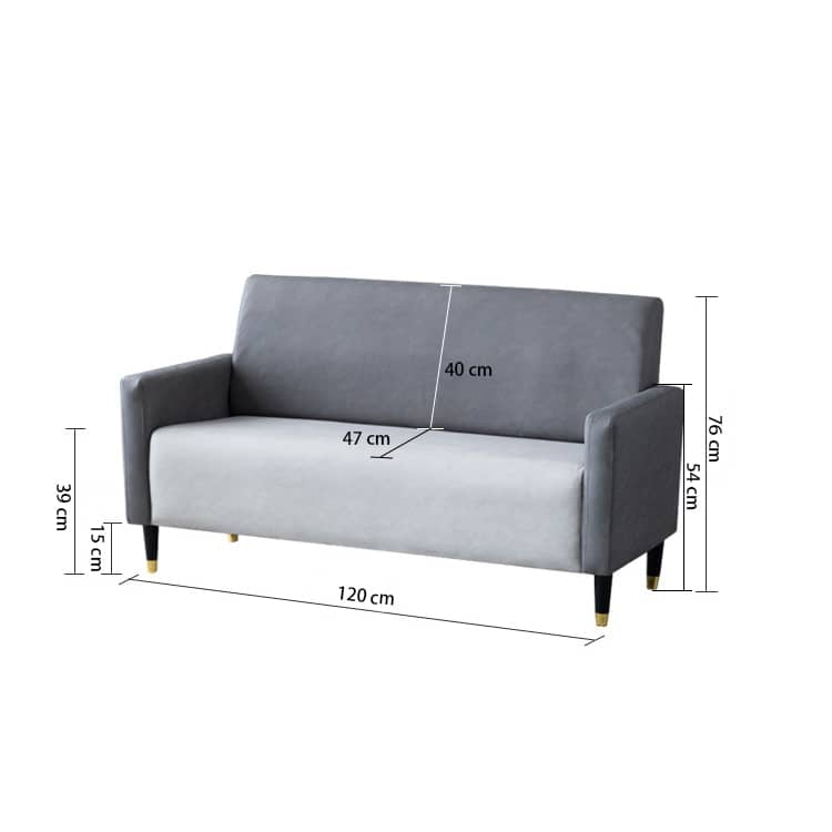 Stylish Dark Blue and Light Gray Sofa with Green Wood Accents - Techno Fabric and Cotton Blend for Ultimate Comfort qm-6