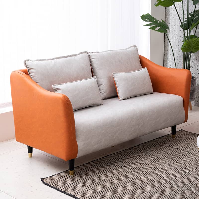 Stylish Dual-Tone Sofa Collection: Dark Blue, Orange, Green & More - Techno Fabric Cotton Blend qm-8