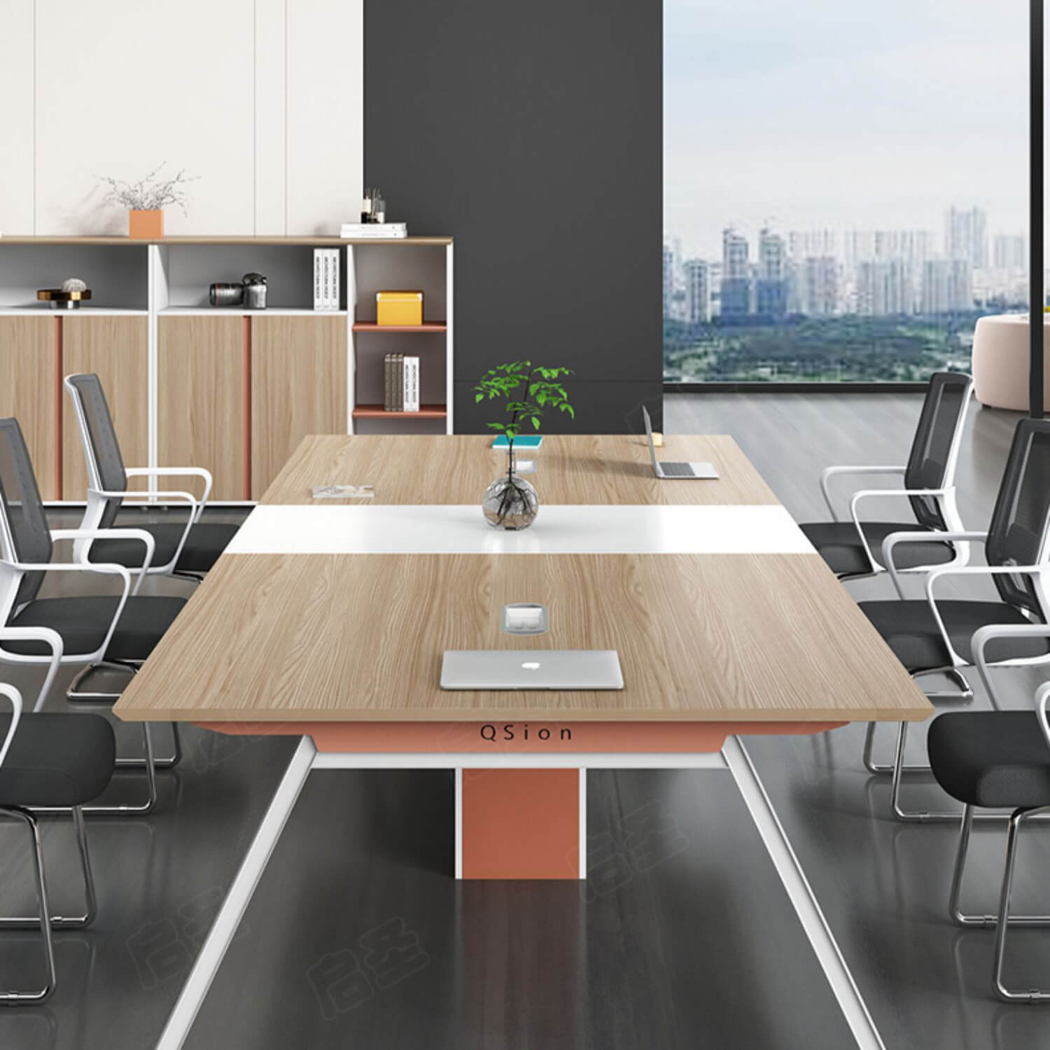 Stylish Brown & White Particle Board Table - Modern Design for Home & Office qs-151