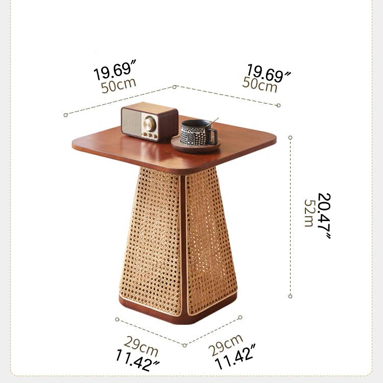 Stylish Brown Rattan & Ash Wood End Table  for Modern Living Spaces tzm-518