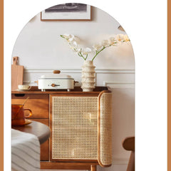 Stunning Brown Rattan and Ash Wood Cabinet - Stylish Storage Solution tzm-519