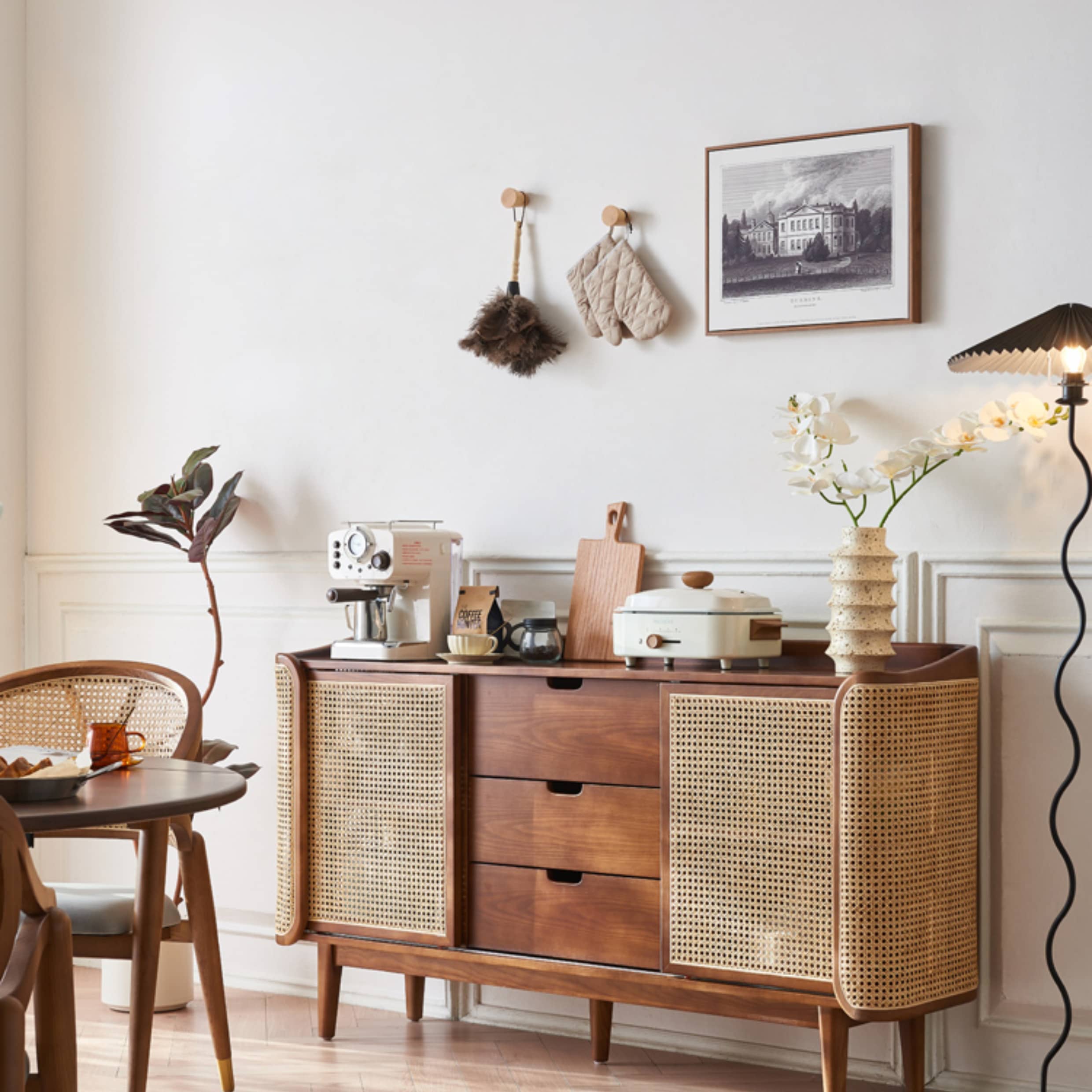 Stunning Brown Rattan and Ash Wood Cabinet - Stylish Storage Solution tzm-519