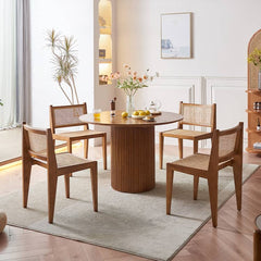 Ash Wood Dining Chair with Rattan Seat – Modern Design for Diningroom tzm-520