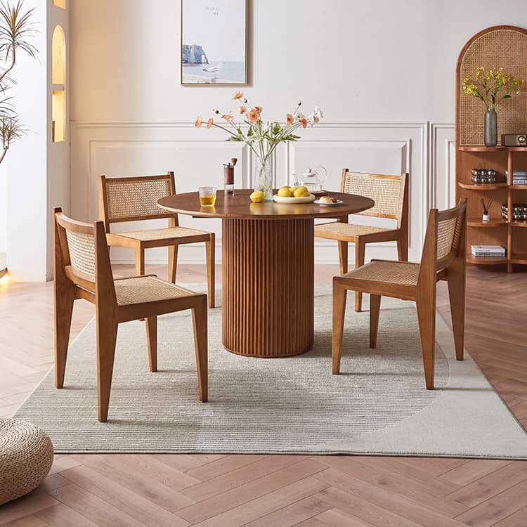 Ash Wood Dining Chair with Rattan Seat – Modern Design for Diningroom tzm-520