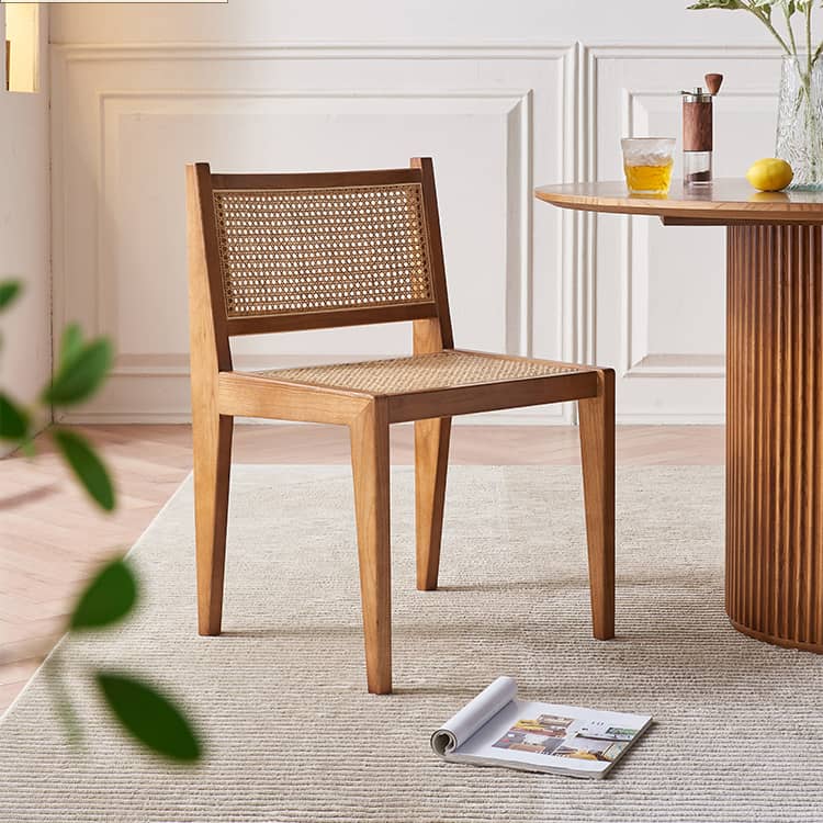 Ash Wood Dining Chair with Rattan Seat – Modern Design for Diningroom tzm-520