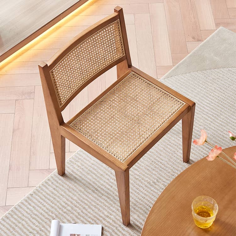 Ash Wood Dining Chair with Rattan Seat – Modern Design for Diningroom tzm-520