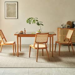 18.5‘’ Modern Ash Wood Dining Chair with Rattan Back & Seat for Diningroom tzm-521