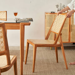 18.5‘’ Modern Ash Wood Dining Chair with Rattan Back & Seat for Diningroom tzm-521