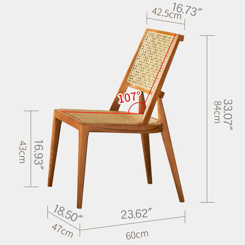 18.5‘’ Modern Ash Wood Dining Chair with Rattan Back & Seat for Diningroom tzm-521