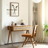 Elegant Natural Ash Wood Desk with Rattan Design for Modern Homes tzm-523