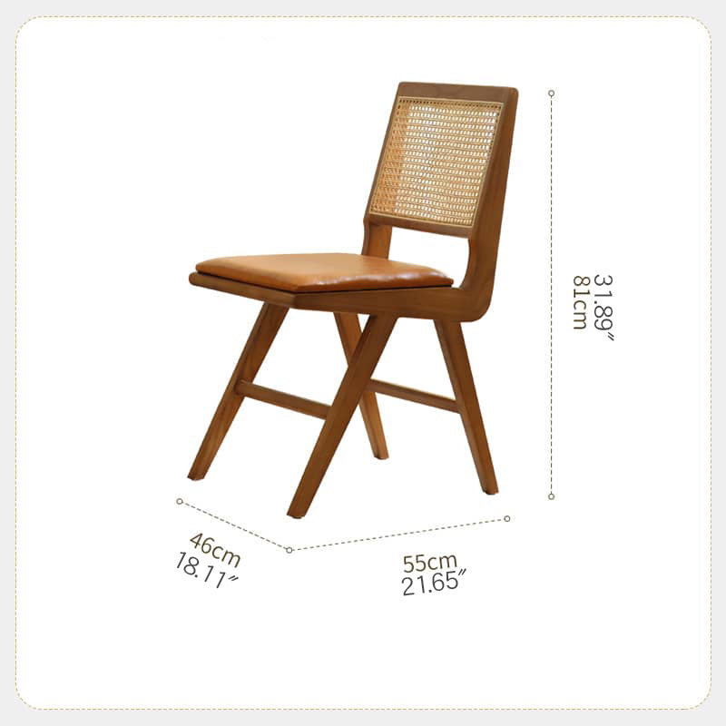 Stylish Natural Wood Ash Rattan Chair with Synthetic Leather Seat tzm-524