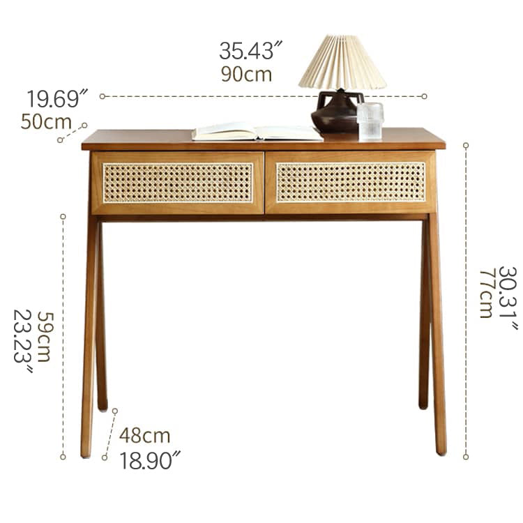 Elegant Natural Ash Wood Desk with Rattan Design for Modern Homes tzm-523