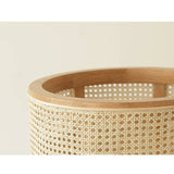 Stylish Round Oak wood End Table with Rattan Top - Modern Design for All Your Rooms tzm-528