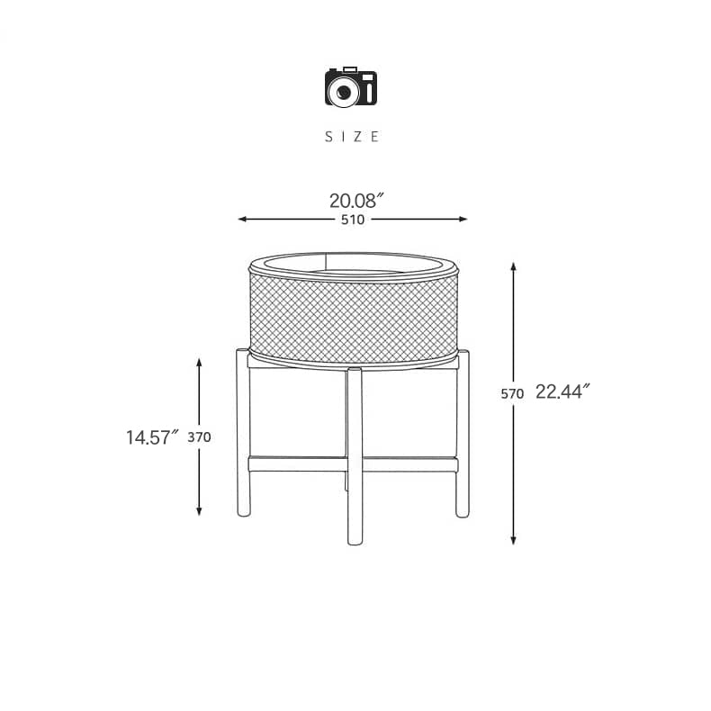 Stylish Round Oak wood End Table with Rattan Top - Modern Design for All Your Rooms tzm-528