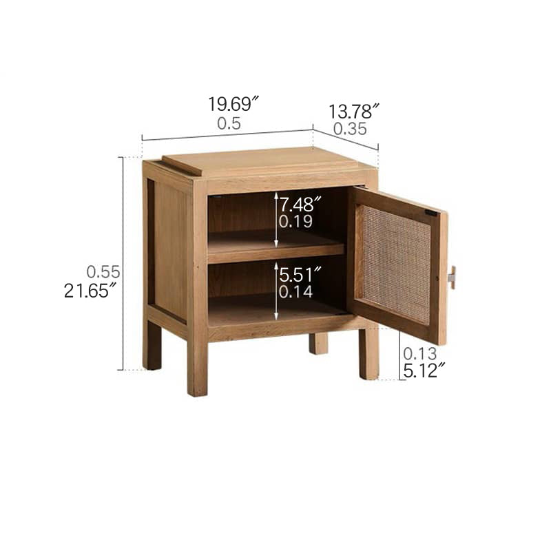 Natural Ash Wood Rattan Nightstand - Elegant Bedroom Storage Solution tzm-538