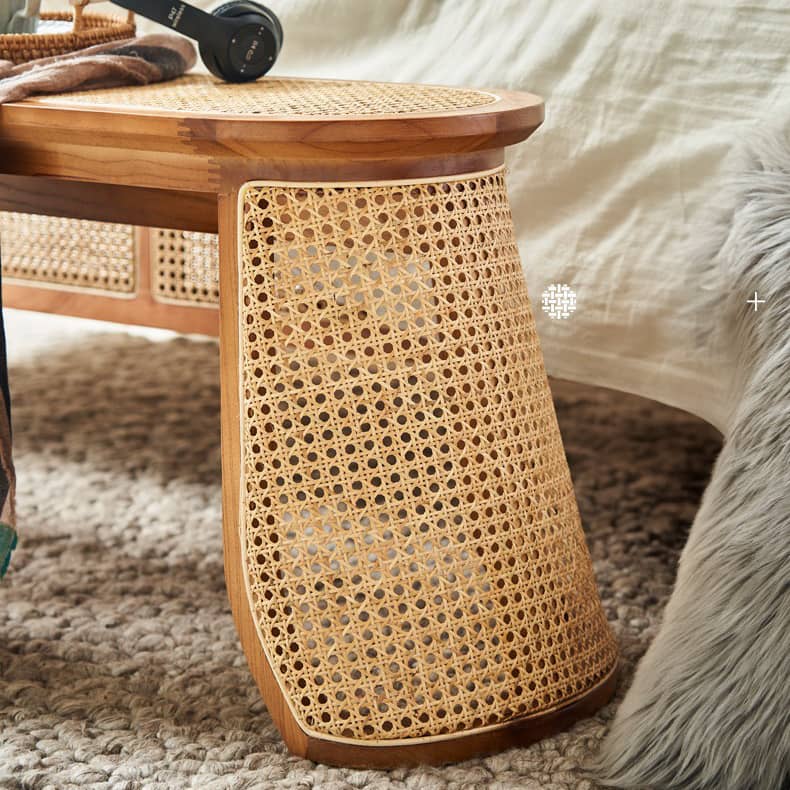 Elegant Natural Wood Rattan Stool - Premium Ash Wood Design tzm-539