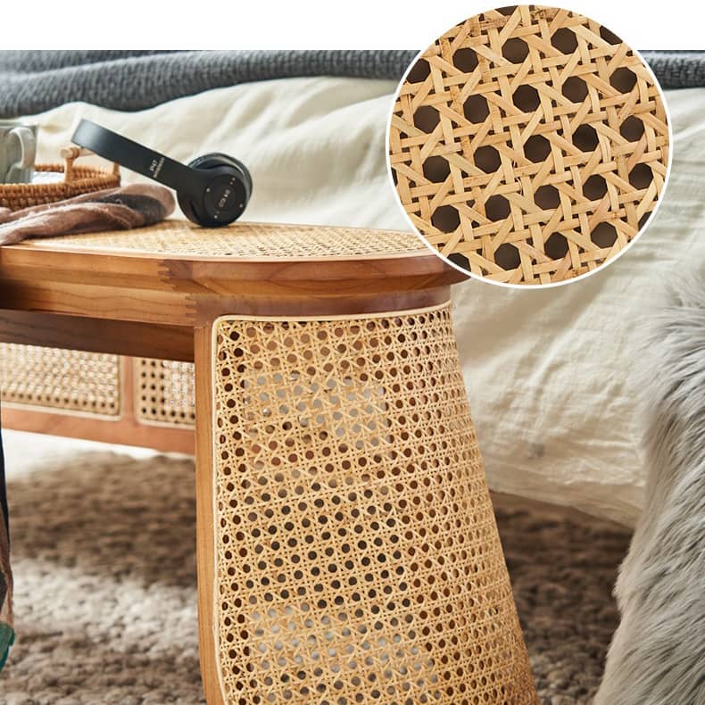 Elegant Natural Wood Rattan Stool - Premium Ash Wood Design tzm-539