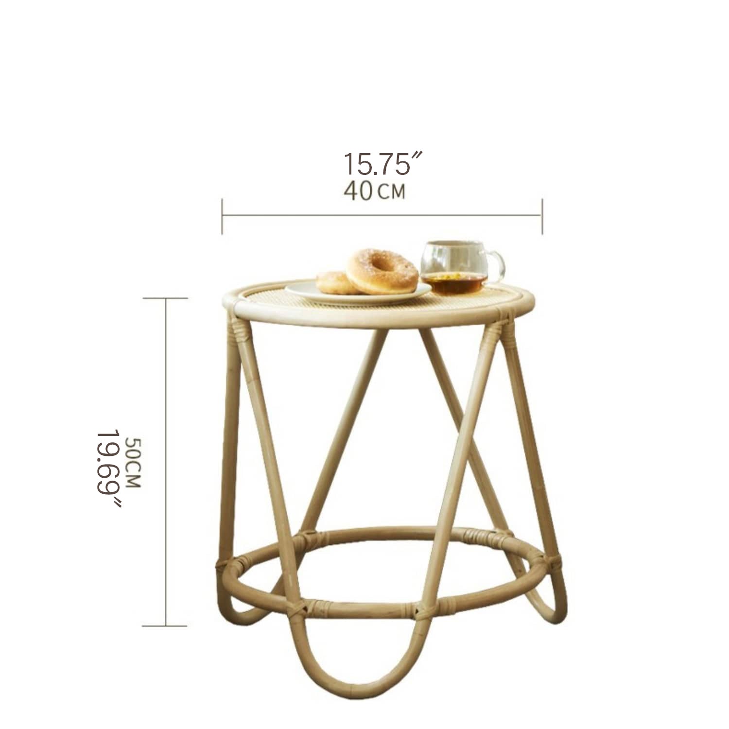 Natural Wood Finish Rattan End Table  - Elegant & Timeless Design tzm-549