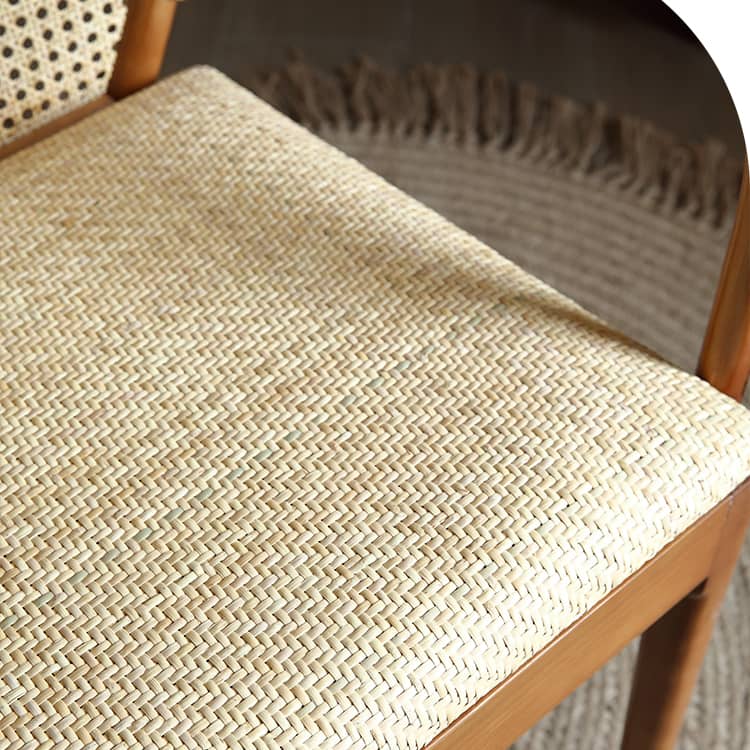 Sleek Rattan Chair in Natural Ash Wood Finish - Perfect for Stylish Interiors tzm-552