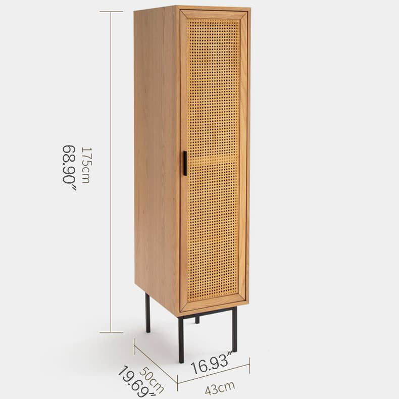 Stylish Natural Wood Cabinet with Rattan Accents and Ash Wood Detailing tzm-553