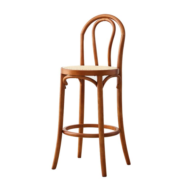 Minimalistic Wooden Bar Stool with Rattan Seat - Perfect Design for Your Room tzm-555