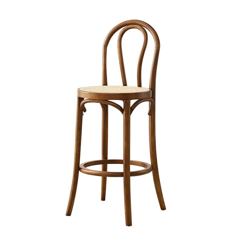 Minimalistic Wooden Bar Stool with Rattan Seat - Perfect Design for Your Room tzm-555