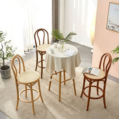 Minimalistic Wooden Bar Stool with Rattan Seat - Perfect Design for Your Room tzm-555