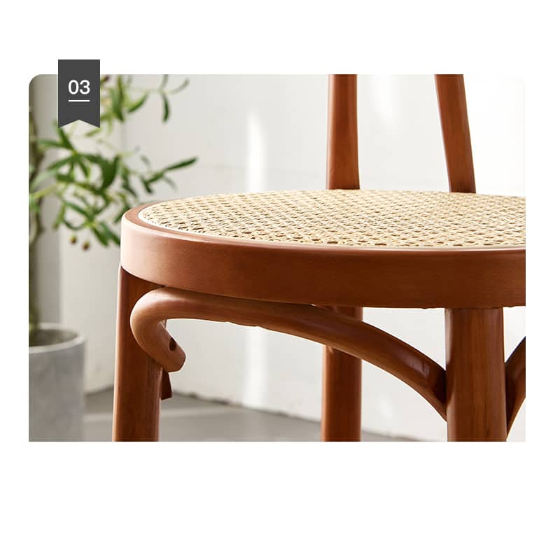 Minimalistic Wooden Bar Stool with Rattan Seat - Perfect Design for Your Room tzm-555