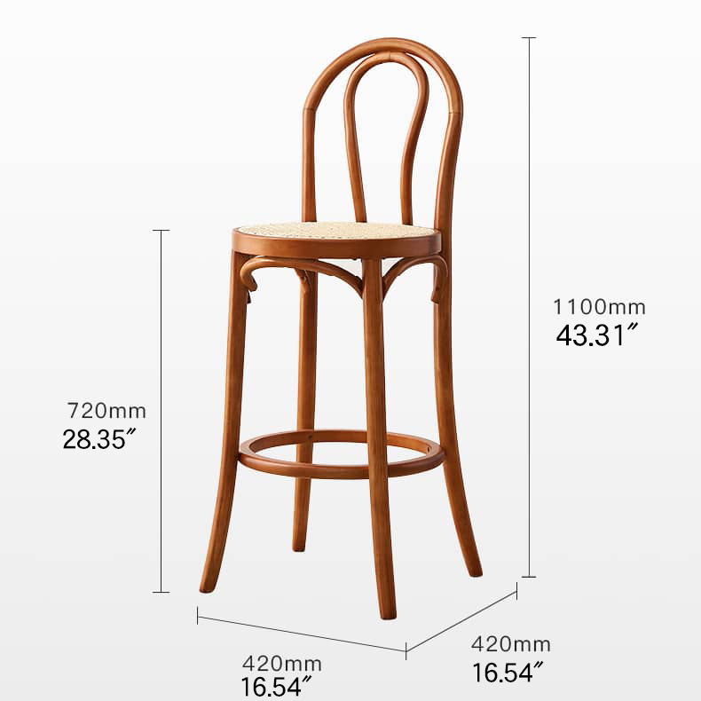 Minimalistic Wooden Bar Stool with Rattan Seat - Perfect Design for Your Room tzm-555