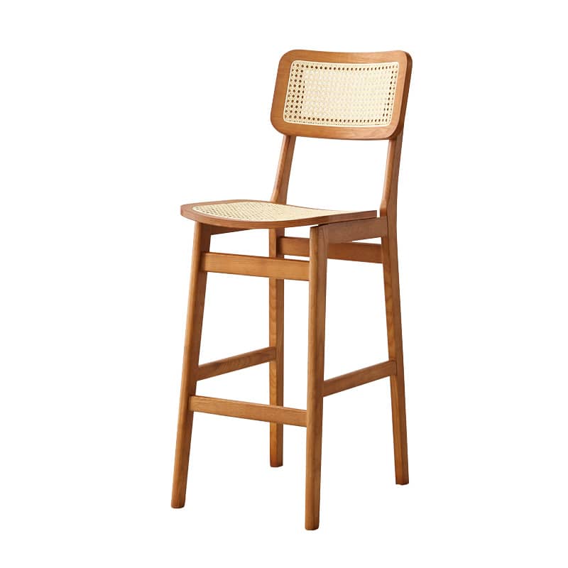 Stylish Light Brown Ash Wood Chair with Natural Rattan Detailing tzm-556