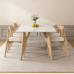 Stylish Rubber Wood Dining Table with Durable Sintered Stone Top ybn-388