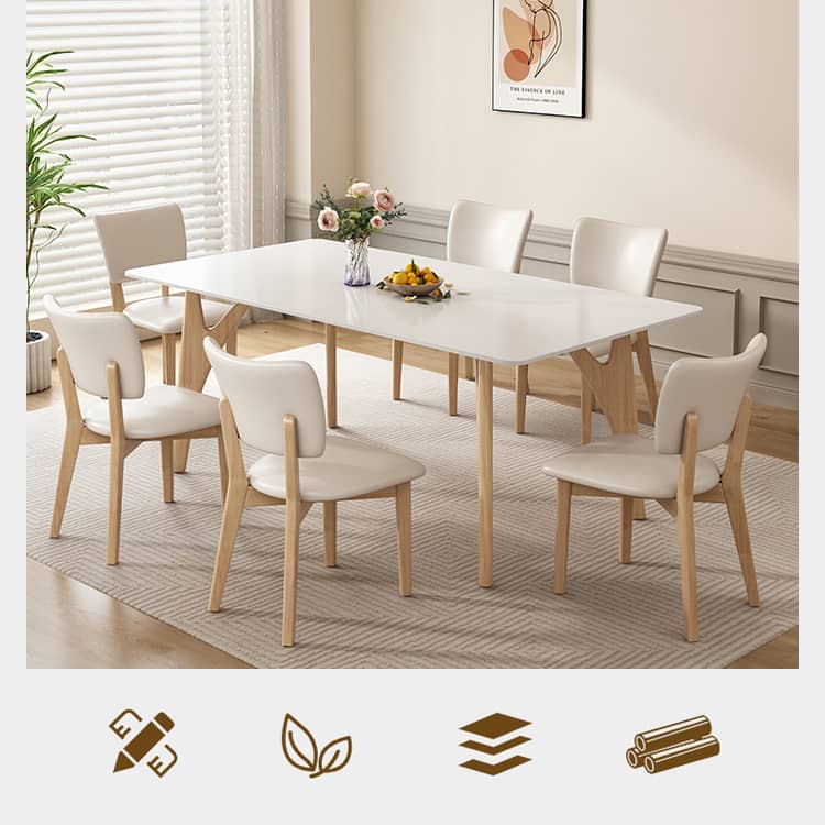 Stylish Rubber Wood Dining Table with Durable Sintered Stone Top ybn-388