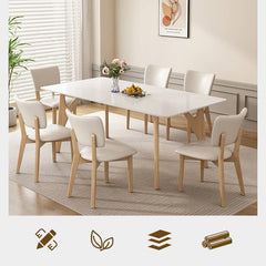 Stylish Rubber Wood Dining Table with Durable Sintered Stone Top ybn-388