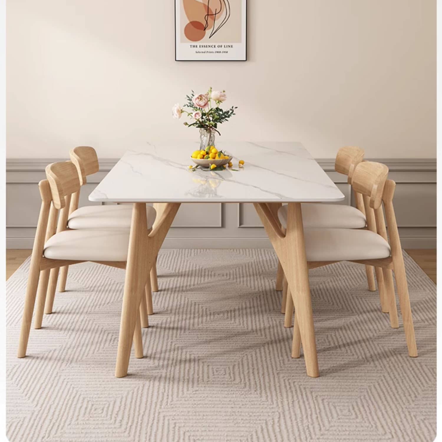 Stylish Rubber Wood Dining Table with Durable Sintered Stone Top ybn-388