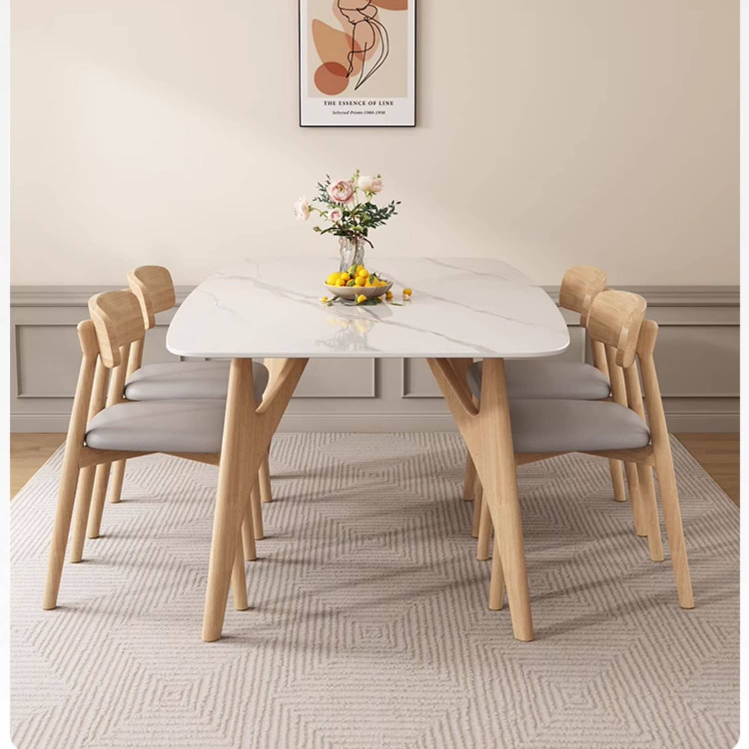 Stylish Rubber Wood Dining Table with Durable Sintered Stone Top ybn-388