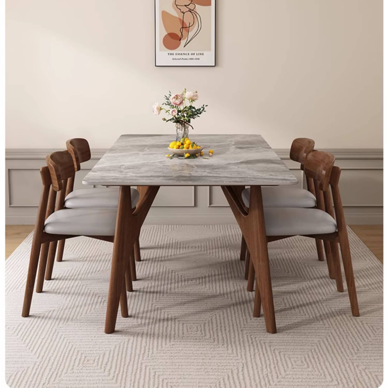 Stylish Rubber Wood Dining Table with Durable Sintered Stone Top ybn-388