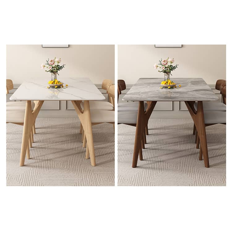 Stylish Rubber Wood Dining Table with Durable Sintered Stone Top ybn-388