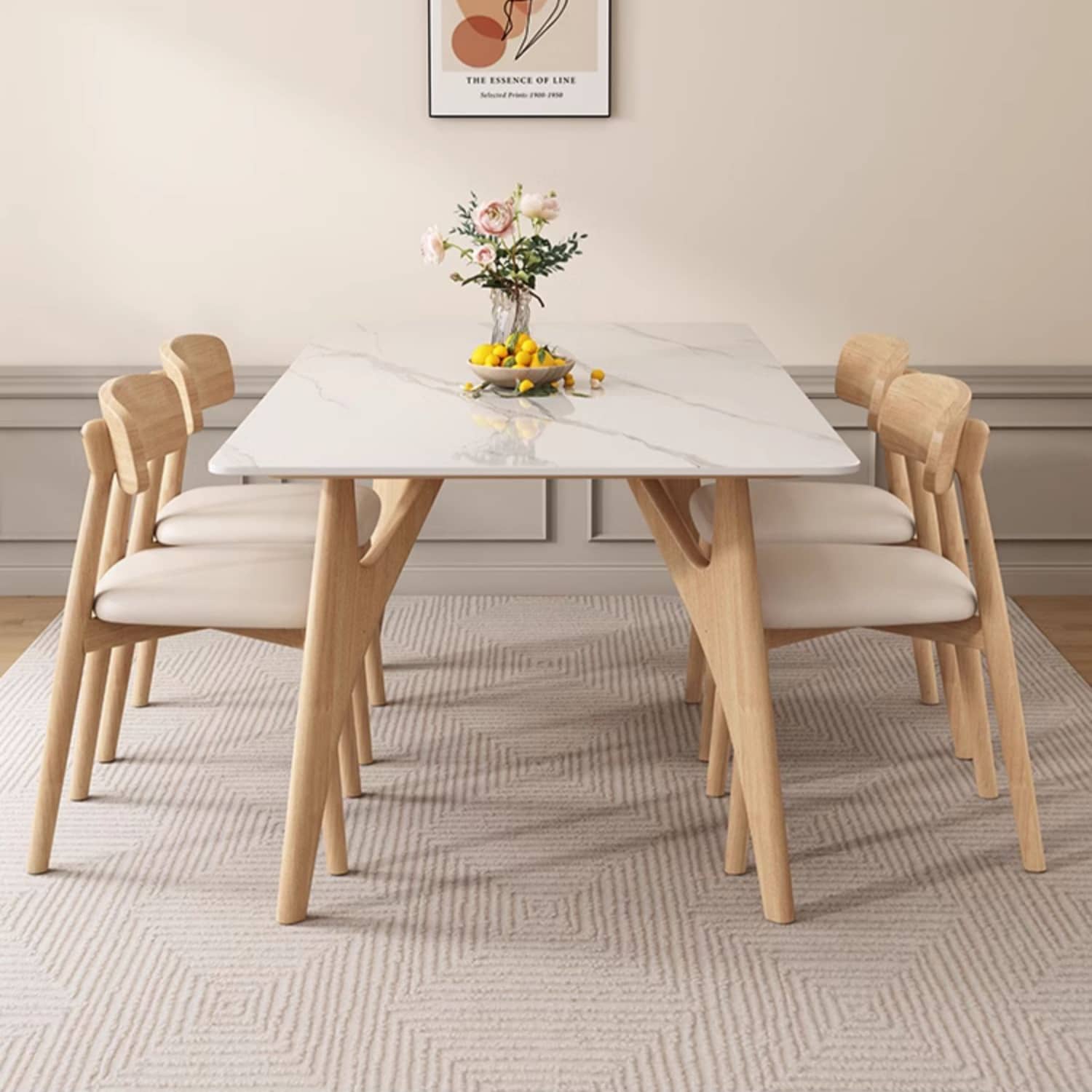 Stylish Rubber Wood Dining Table with Durable Sintered Stone Top ybn-388