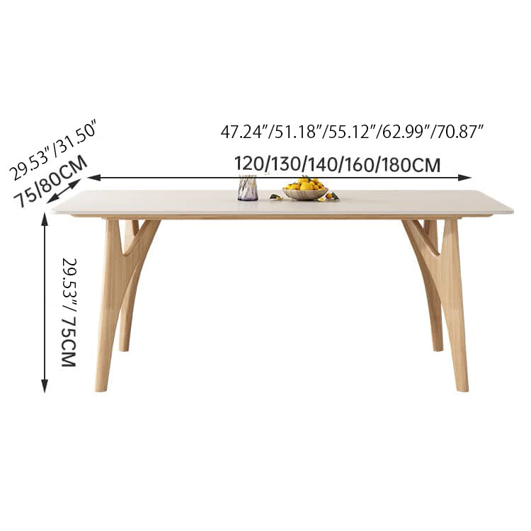 Stylish Rubber Wood Dining Table with Durable Sintered Stone Top ybn-388