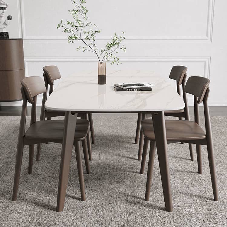 Sleek Oak Wood Dining Table with Oak Legs & Durable Sintered Stone Top ybn-389