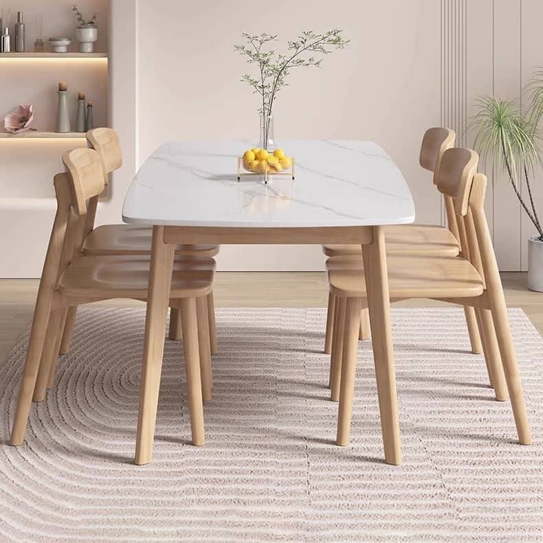 Sleek Oak Wood Dining Table with Oak Legs & Durable Sintered Stone Top ybn-389