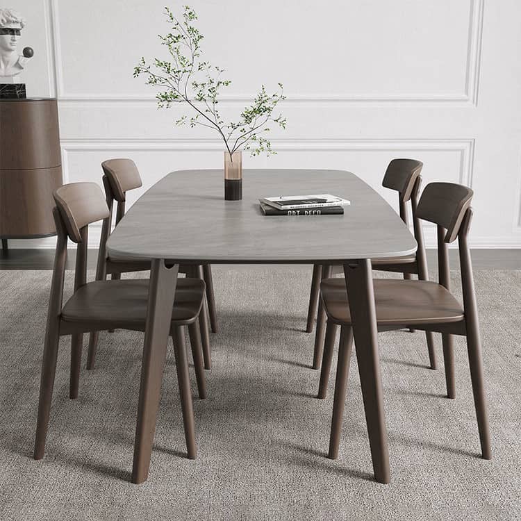 Sleek Oak Wood Dining Table with Oak Legs & Durable Sintered Stone Top ybn-389