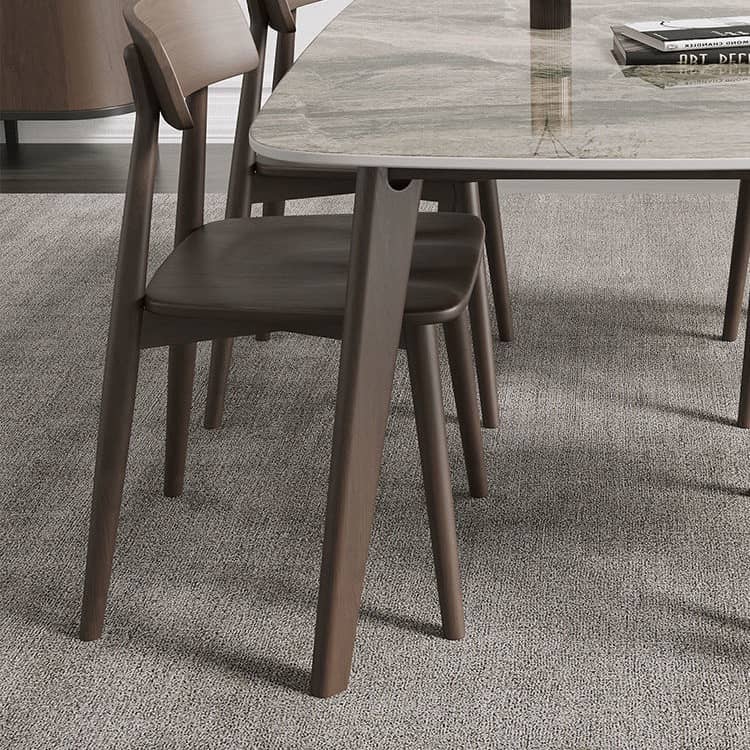 Sleek Oak Wood Dining Table with Oak Legs & Durable Sintered Stone Top ybn-389