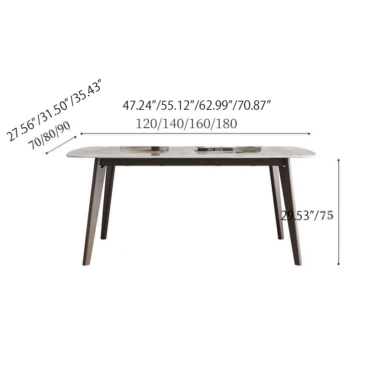 Sleek Oak Wood Dining Table with Oak Legs & Durable Sintered Stone Top ybn-389