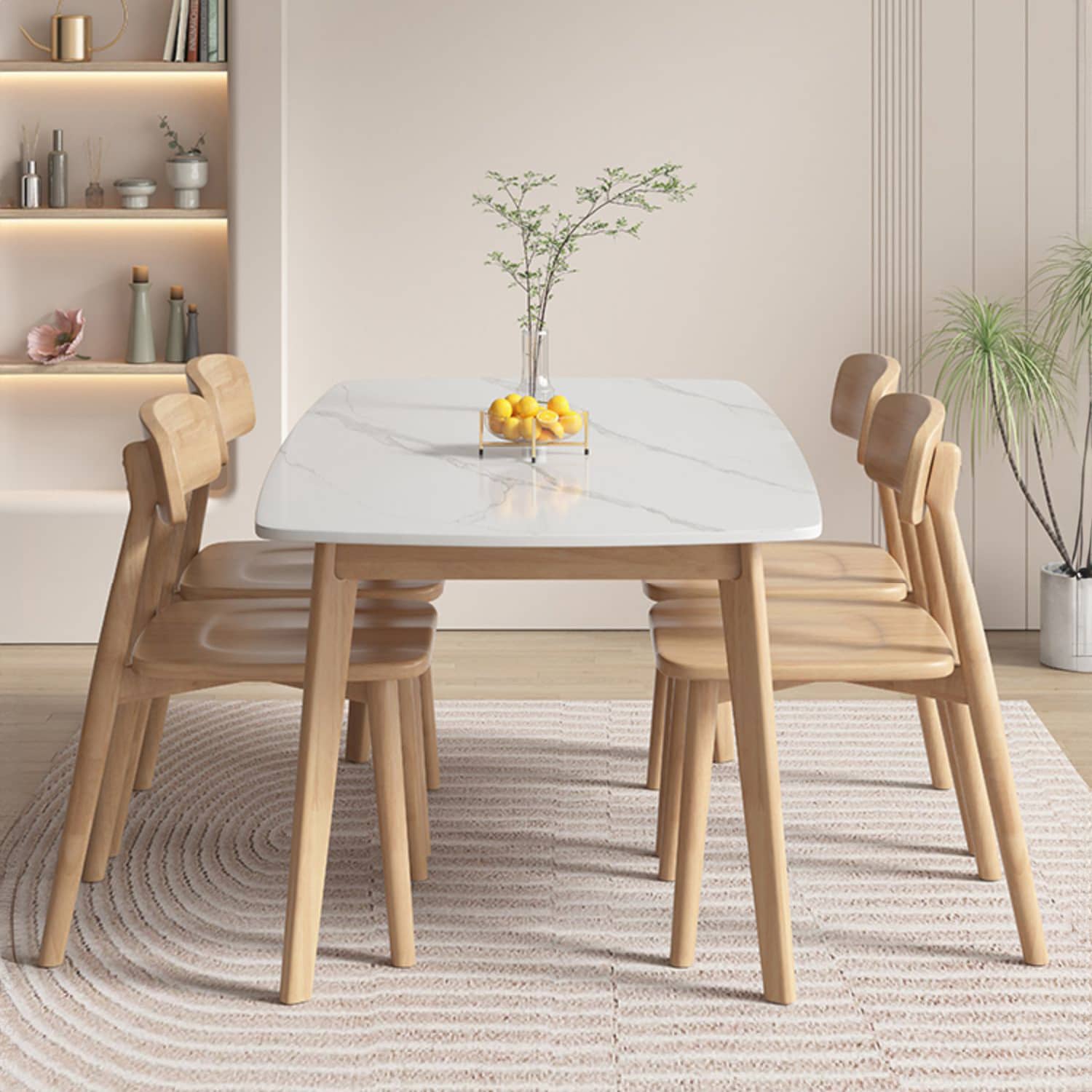 Stylish Rectangular Rubber Wood Dining Table with Sintered Stone Top for Dining Room ybn-390