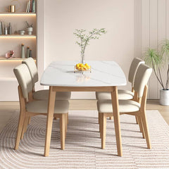 Stylish Rectangular Rubber Wood Dining Table with Sintered Stone Top for Dining Room ybn-390