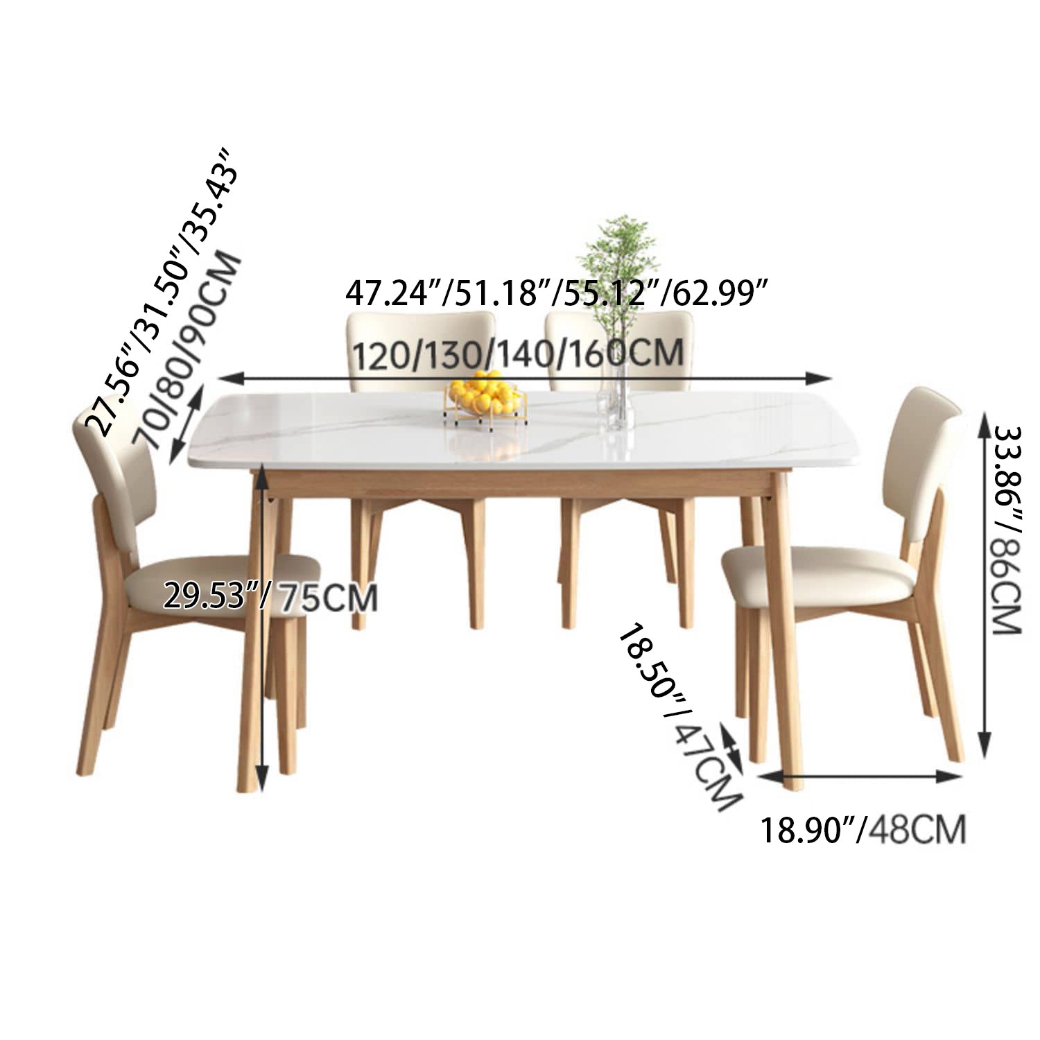 Stylish Rectangular Rubber Wood Dining Table with Sintered Stone Top for Dining Room ybn-390